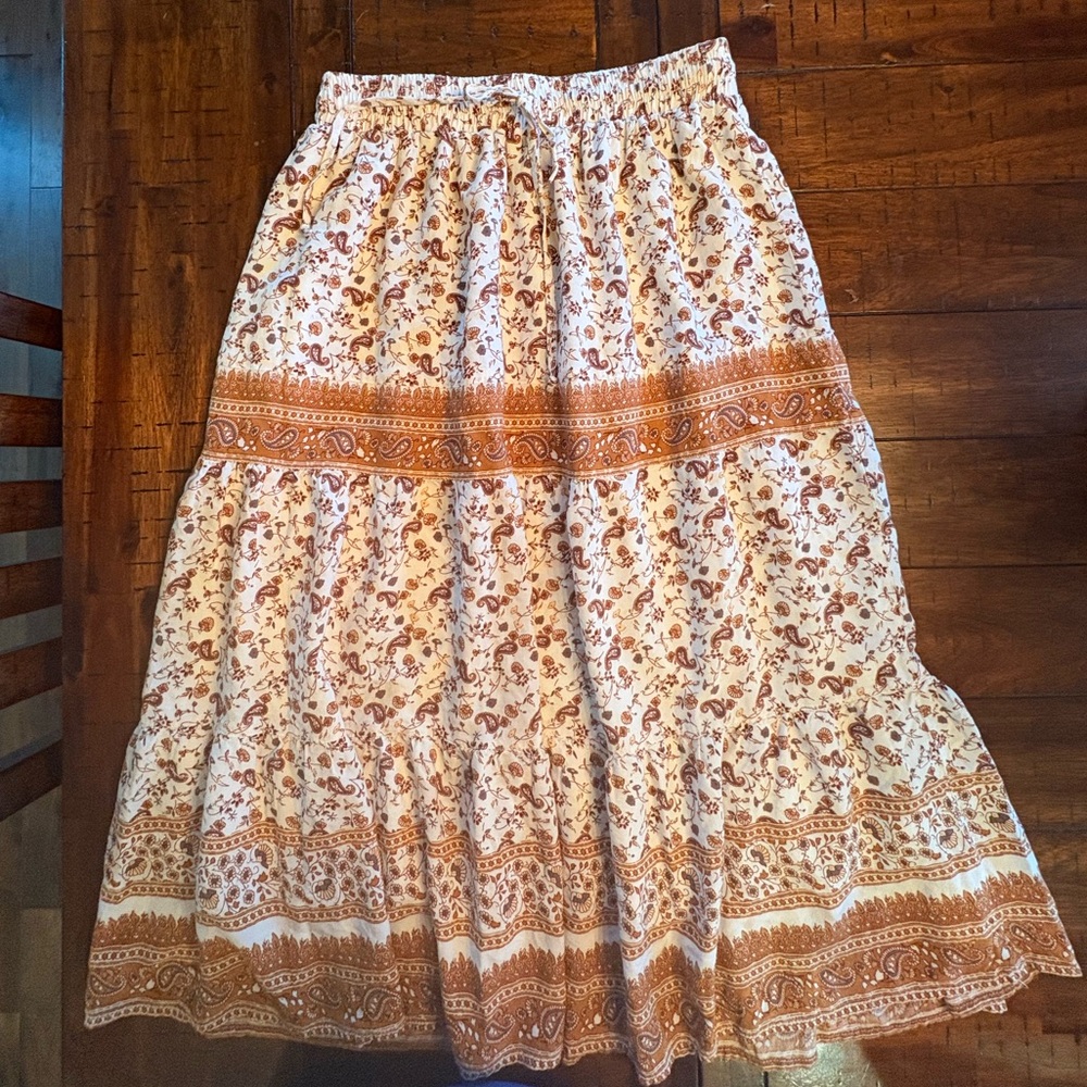 In Loom Floral Maxi Skirt - Small- Boho Revival, Hippie, Granola, Fairycore